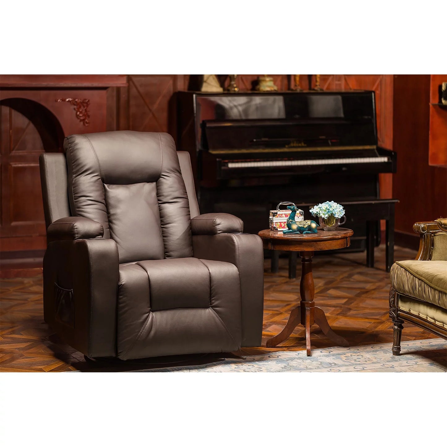 ComHoma Massage Recliner Chair with Heated Massage PU Leather Chair, Brown