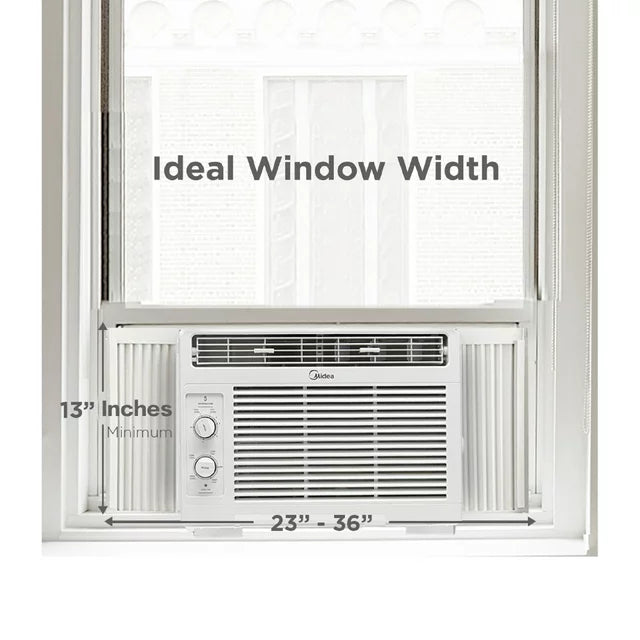 Midea 6,000 BTU 115V Window Air Conditioner with ComfortSense Remote, Up to 250 sq ft Coverage Area, Black, MAW06R1WWT