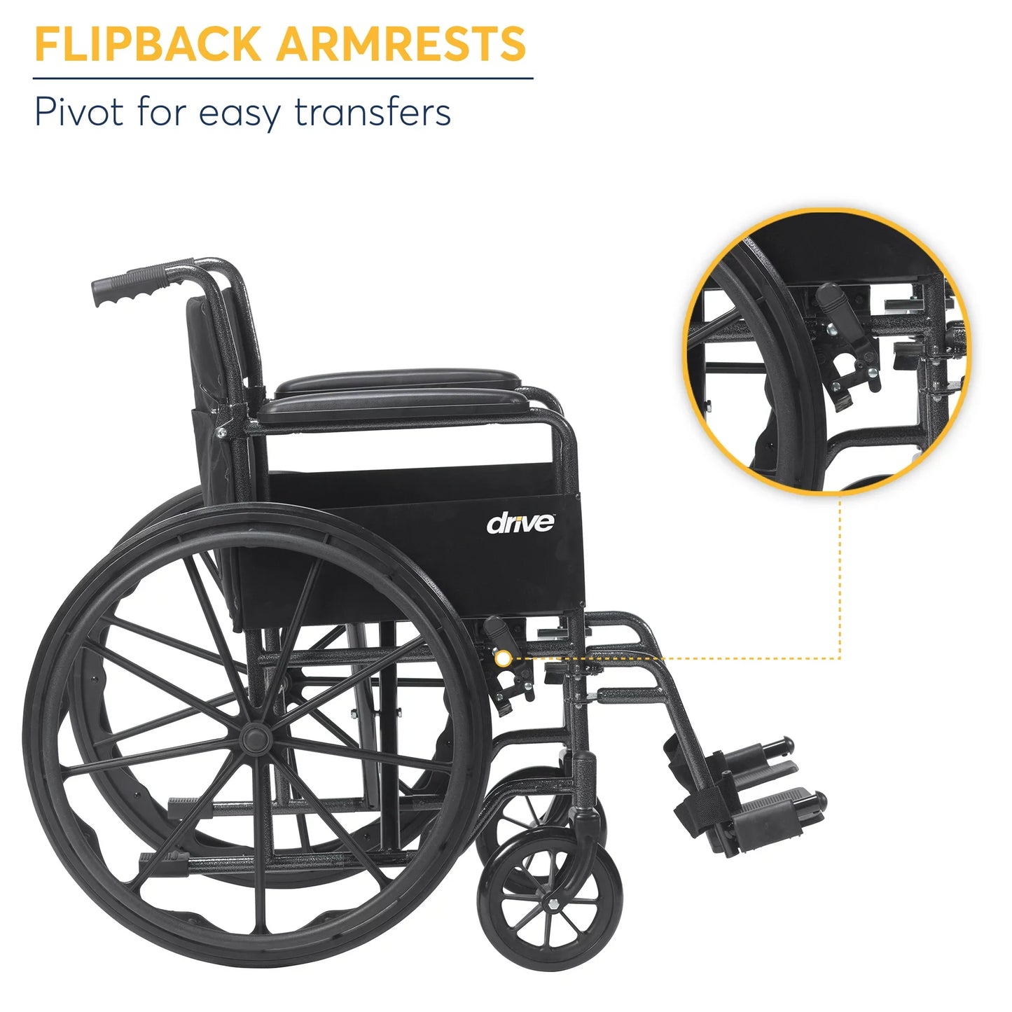 Silver Sport 1 Wheelchair with Full Arms and Swing away Removable Footrest