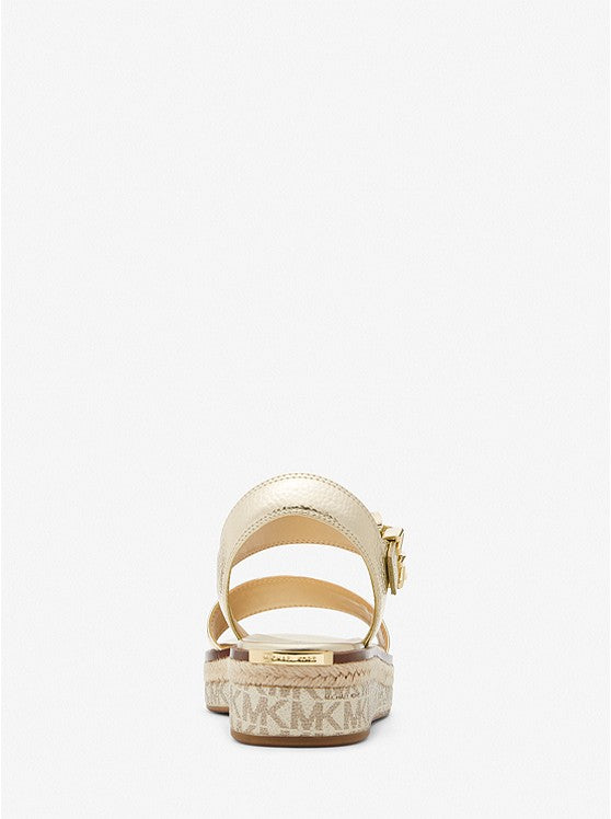 Richie Metallic Faux Leather and Logo Platform Espadrille