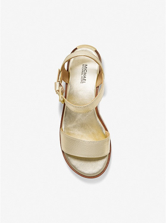 Richie Metallic Faux Leather and Logo Platform Espadrille