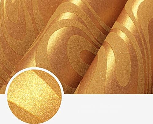 QIHANG Modern Abstract Curve 3D Wallpaper Roll Mural Papel De Parede Flocking for Striped Gold&Yellow Color Qh-Wallpaper