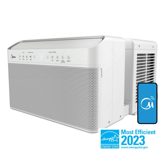 Midea 8,000 BTU Smart Inverter U-Shaped Window Air Conditioner, 35% Energy Savings, Extreme Quiet, Cools up to 350 Sq. Ft., MAW08V1QWT