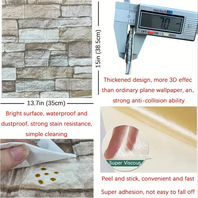 Adesivo de azulejo de parede 3D, adesivo de teto à prova d'água