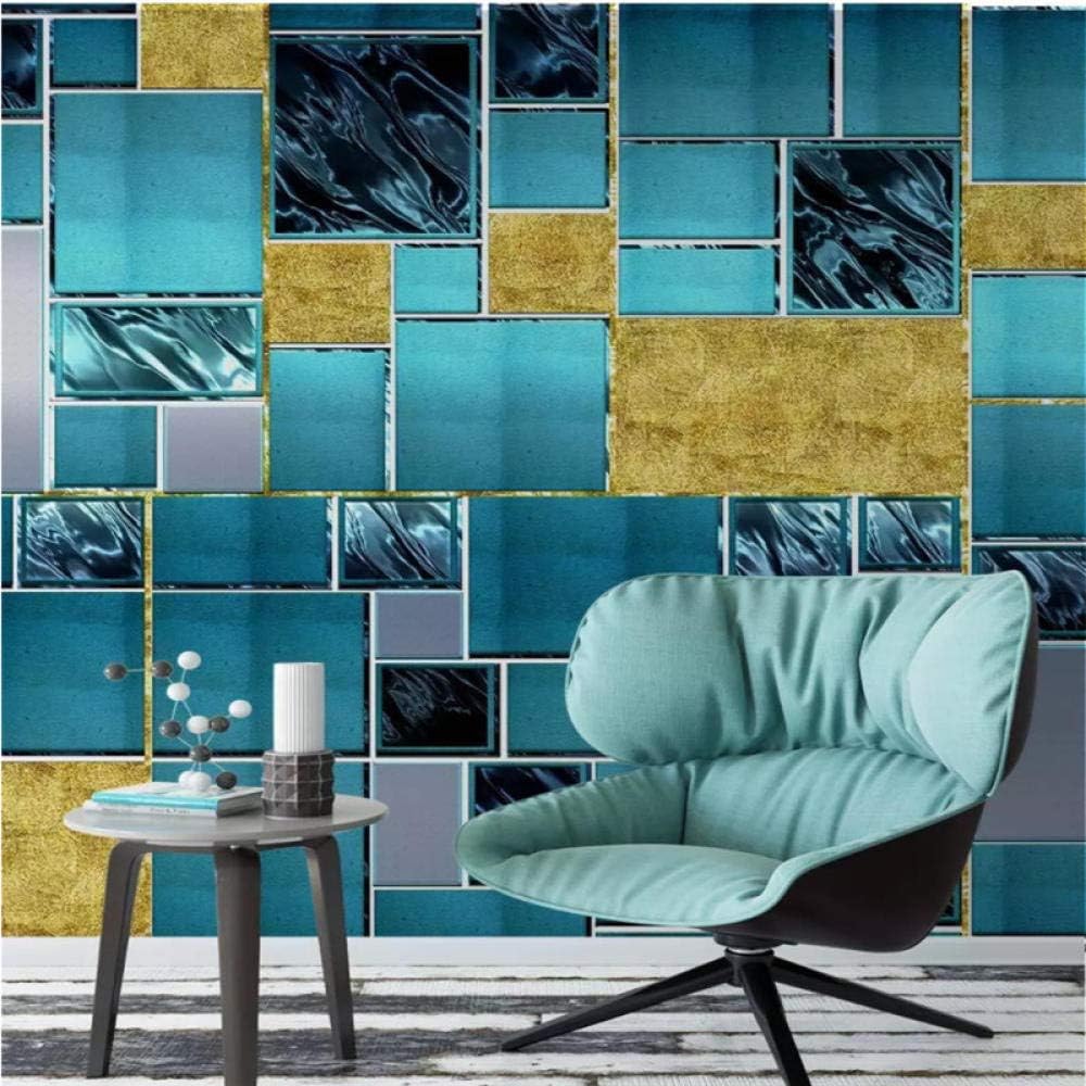 RTYUIHN 3D Wallpaper Mural Wallpaper Modern Blue Metal Lattice Square for Living Room-self-Adhesive PVC Wallpaper