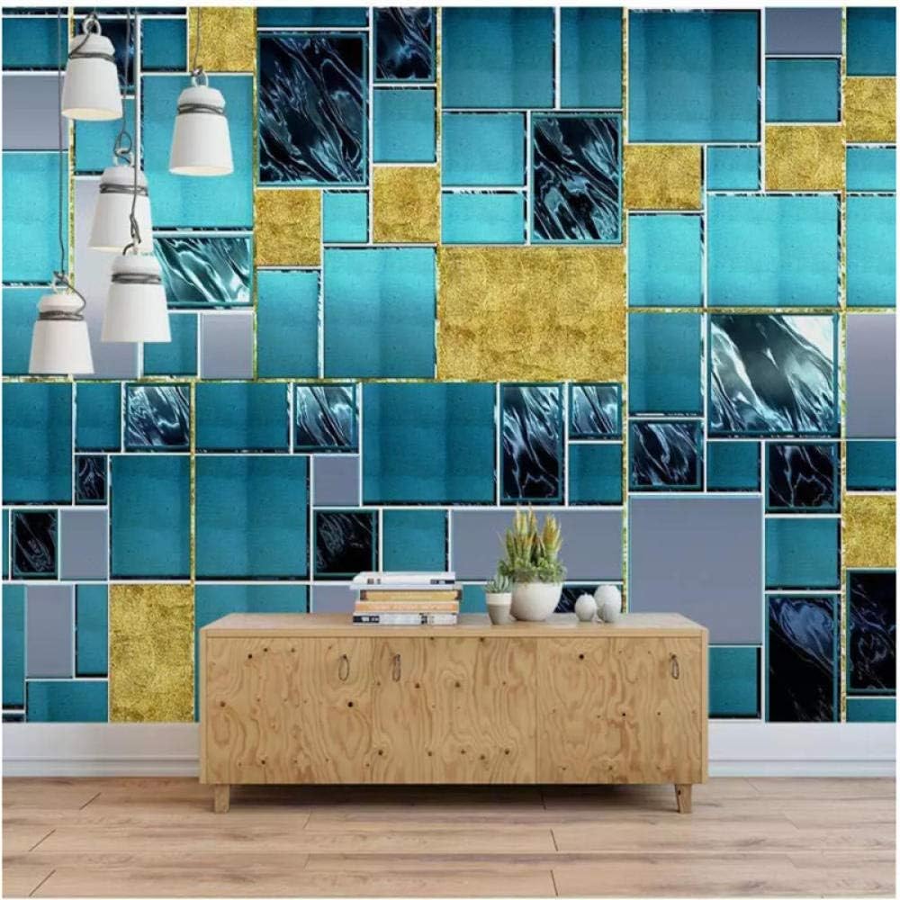 RTYUIHN 3D Wallpaper Mural Wallpaper Modern Blue Metal Lattice Square for Living Room-self-Adhesive PVC Wallpaper