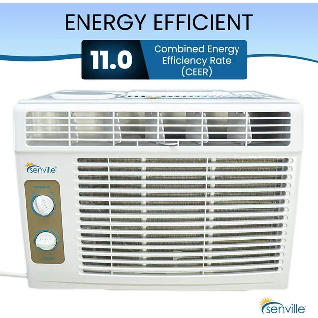 Senville 5,000 BTU Window Air Conditioner, Cools up to 150 sq. ft., Mechanical Control, Washable Filter