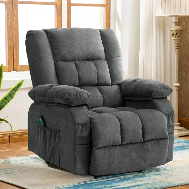 Power Lift Recliner Chair Sofa with Massage and Heat for Elderly, 3 Positions, 2 Side Pockets, USB Ports