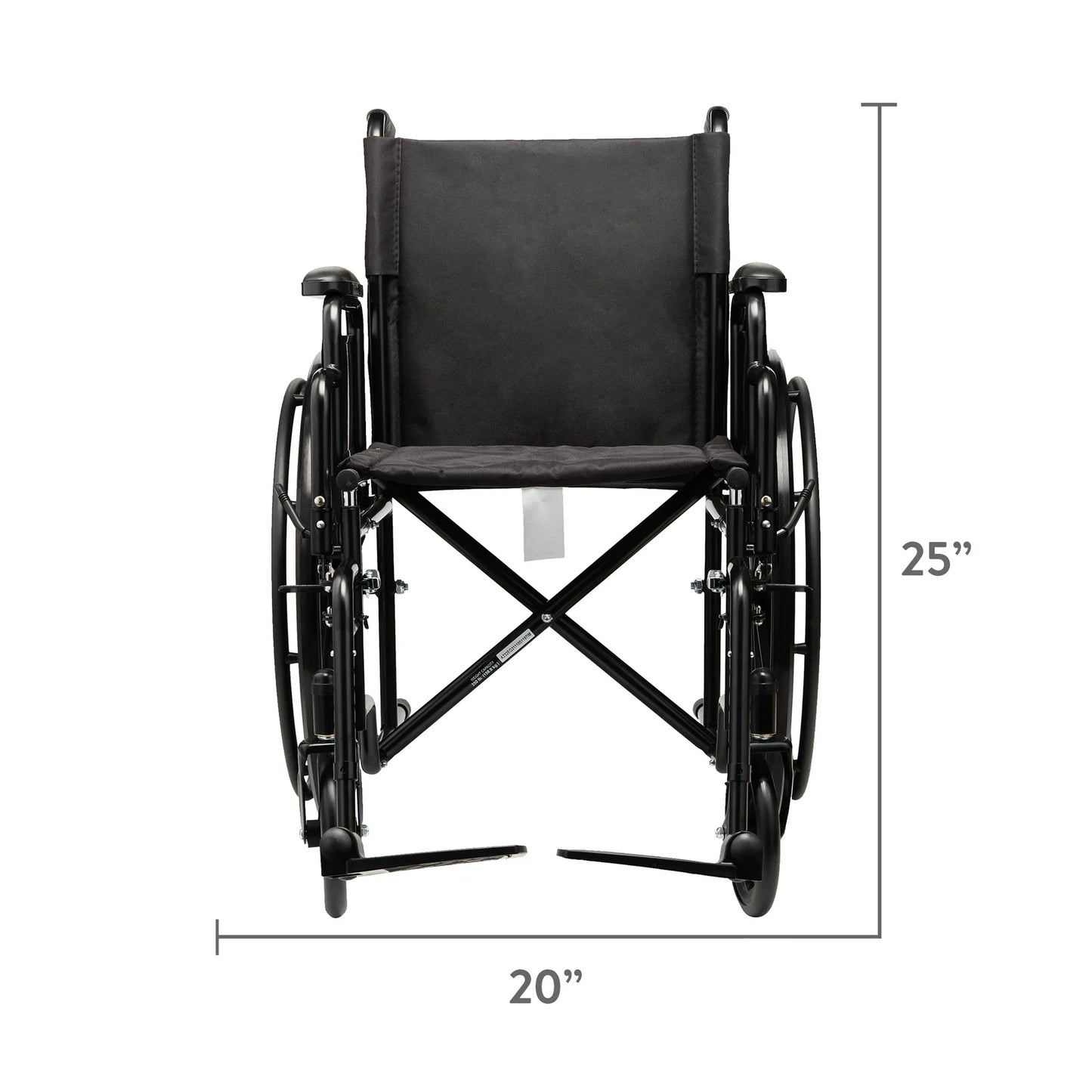 Equate Wheelchair With Large 18-Inch Padded Seat, Removable Swing-Away Footrests, Foldable, Black