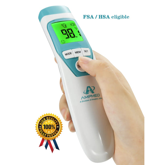 Amplim Non-Contact Forehead Thermometer, Touchless Digital IR Infrared Thermometer for Baby, Kids and Adults, FSA HSA Approved, Hospital Medical Grade, Sky Blue