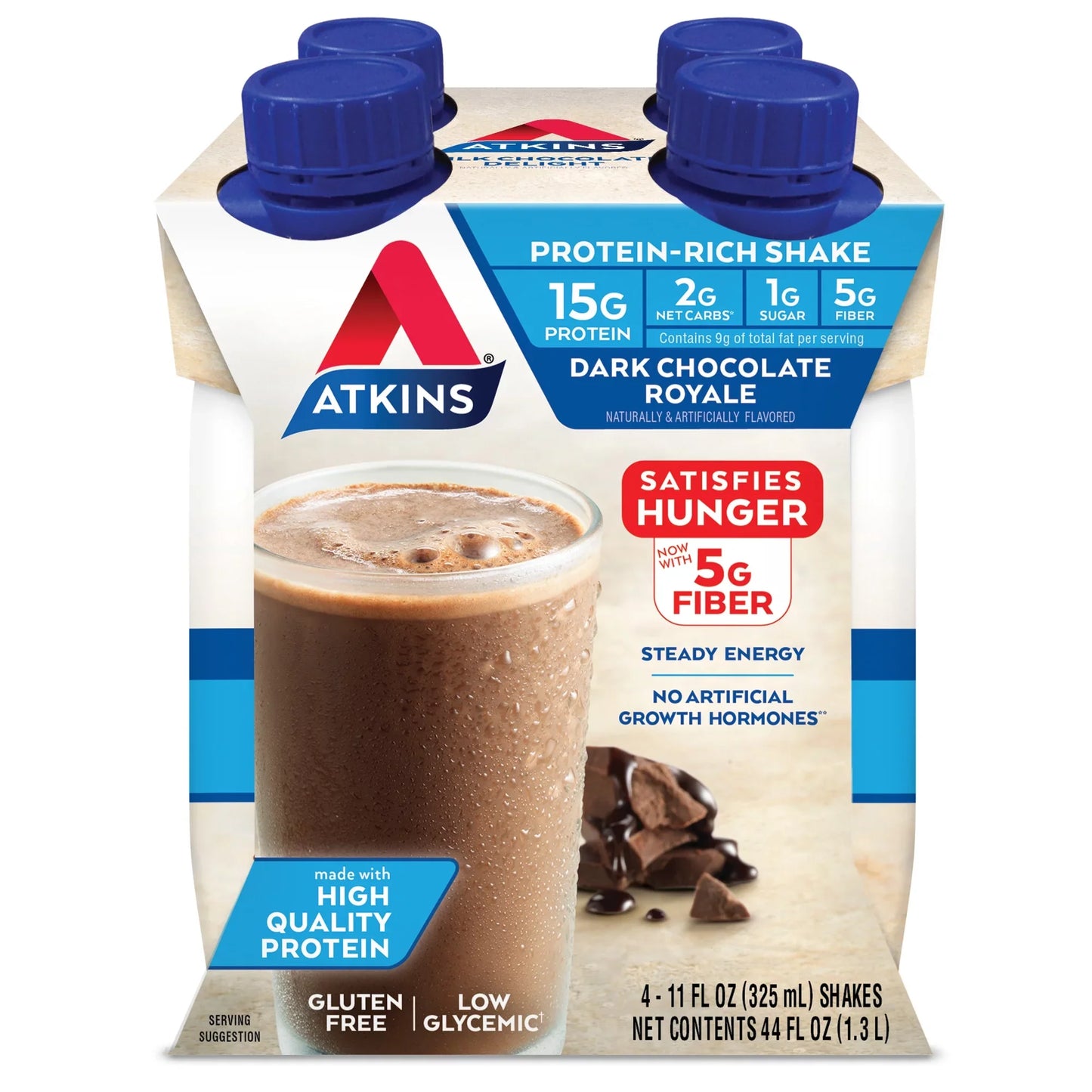 (3 pack) Atkins Dark Chocolate Royale Protein Shake, High Protein, Low Carb, Keto Friendly, 11fl oz, 4 Ct