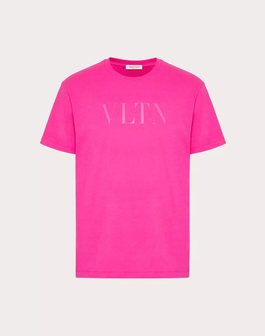 COTTON CREWNECK T-SHIRT WITH VLTN PRINT