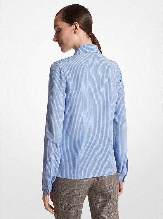 Hansen Striped Organic Silk Crepe De Chine Shirt