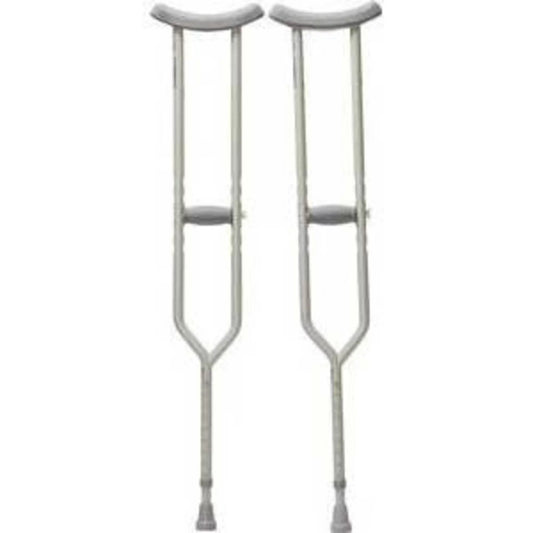 Cardinal Health Push Button Adjustable Crutches: Adult Height Range 62" - 70", 1 Count