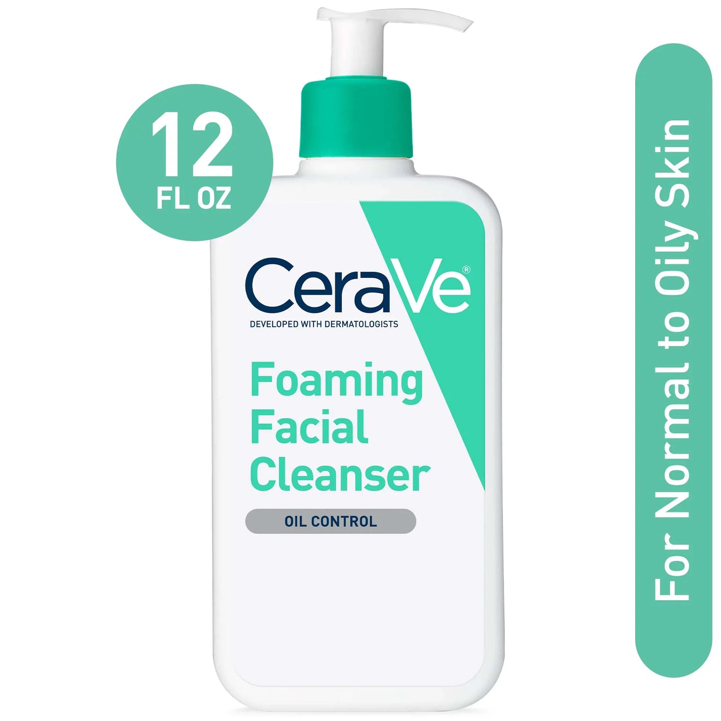 CeraVe Foaming Facial Cleanser, Daily Face Wash for Normal to Oily Skin, 12 fl oz.