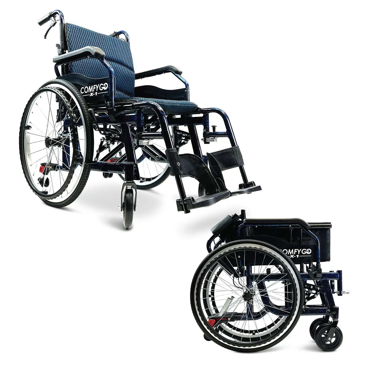 ComfyGO Manual Wheelchair, Folding Lightweight Wheelchairs, Durable Wheel Chair, Only 32.5 Lbs, 220 Lbs Weight Capacity, Fits Any Trunk, User Friendly, 17.5-Inch Seat