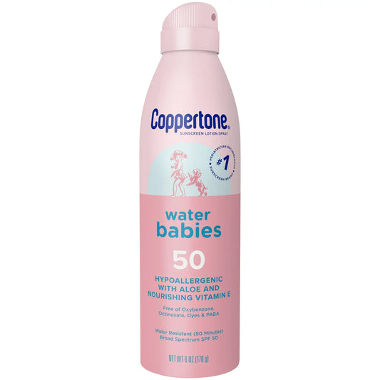 Coppertone WaterBabies Sunscreen Spray, SPF 50 Baby Sunscreen, 6 Oz