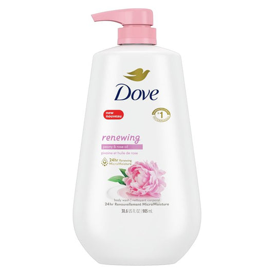 Dove Renewing Long Lasting Gentle Body Wash, Peony and Rose Oil, 30.6 fl oz