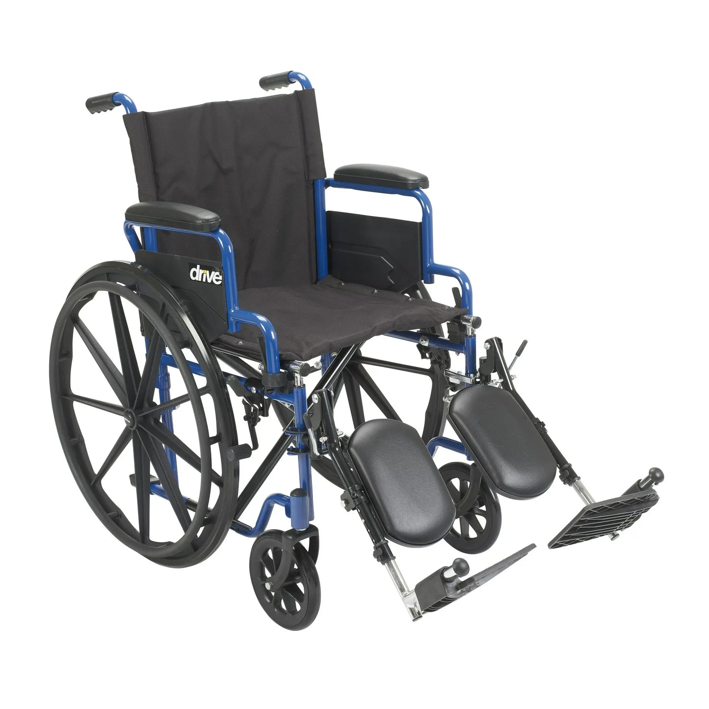 Drive Medical Blue Streak Wheelchair with Flip Back Desk Arms, Elevating Leg Rests, 18" Seat