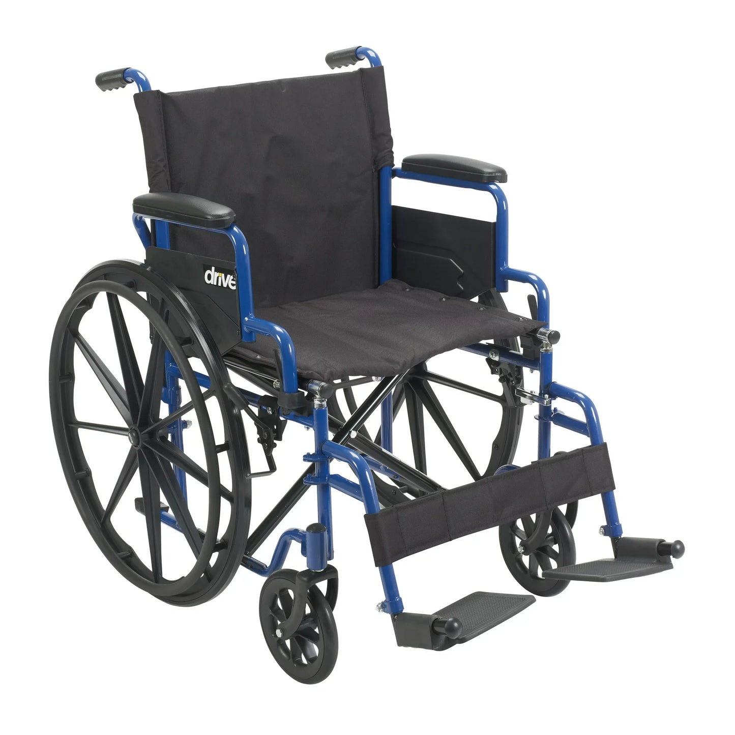 Drive Medical Blue Streak Wheelchair with Flip Back Desk Arms, Swing Away Footrests, 18" Seat