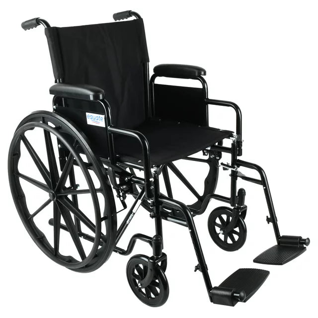 Equate Wheelchair With Large 18-Inch Padded Seat, Removable Swing-Away Footrests, Foldable, Black