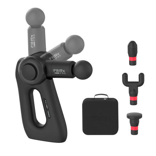 FitRx Pro Muscle Massage Gun, Handheld Percussion Massager with Multiple Speeds and Attachments for Neck and Back