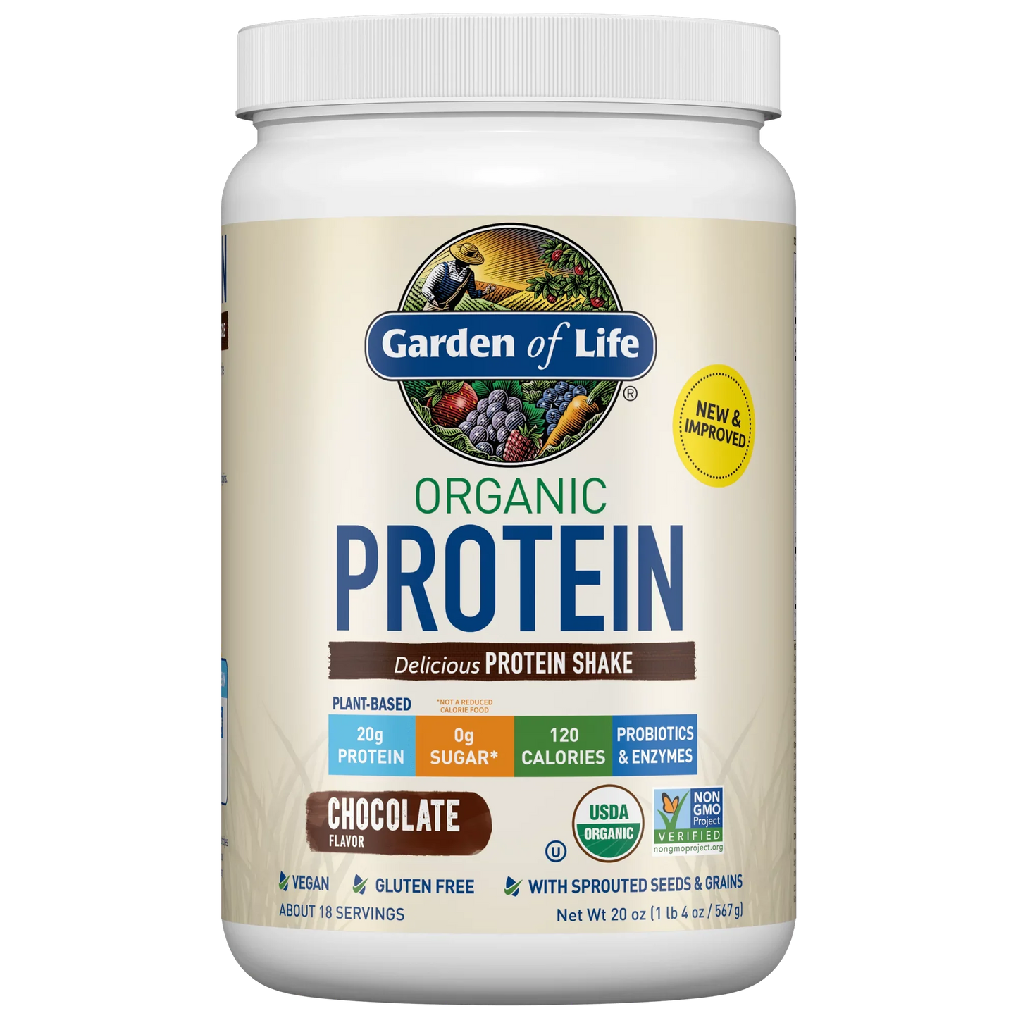 Garden of Life Organic Protein Powder, Chocolate, 20g, 19.02oz