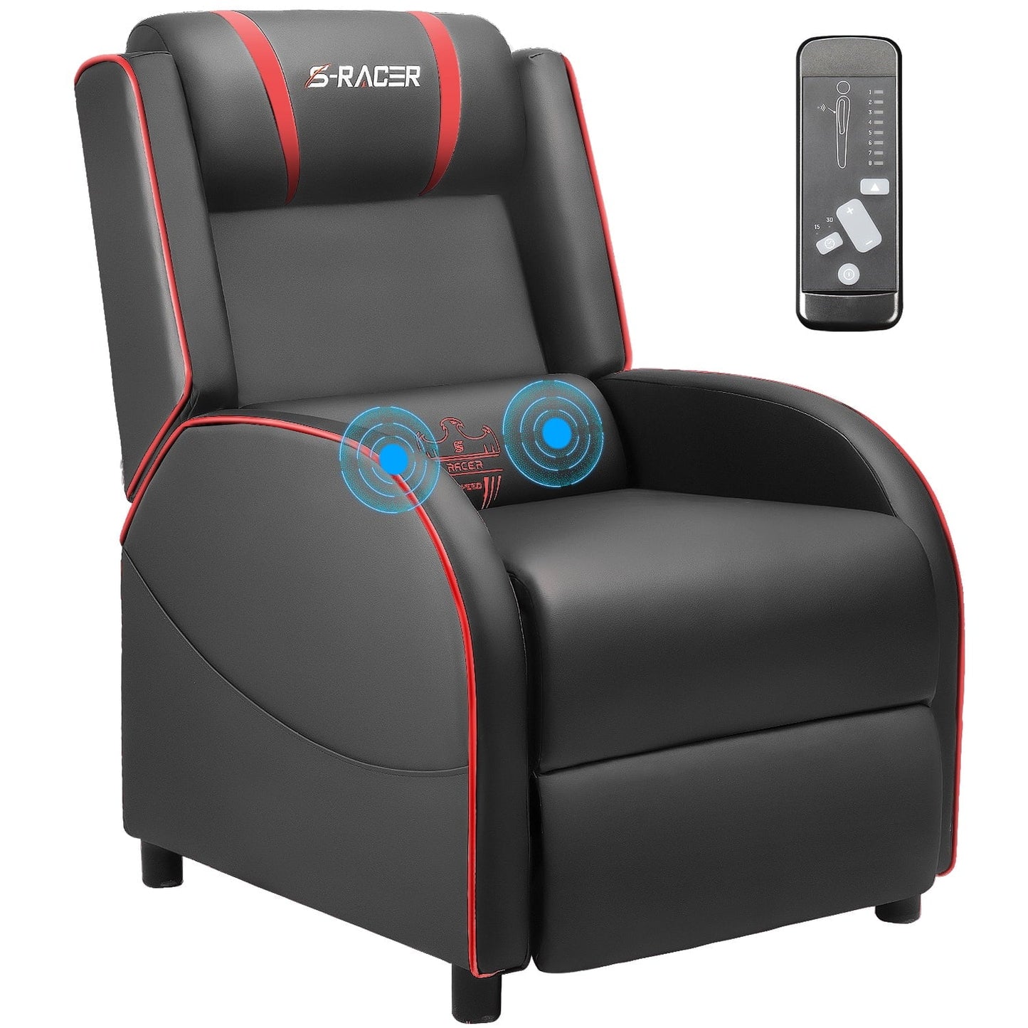 Homall Massage Gaming Recliner Chair Video Game Chair Racing Sofa Chair PU Leather Living Room Sofa Single Home Theater Seating