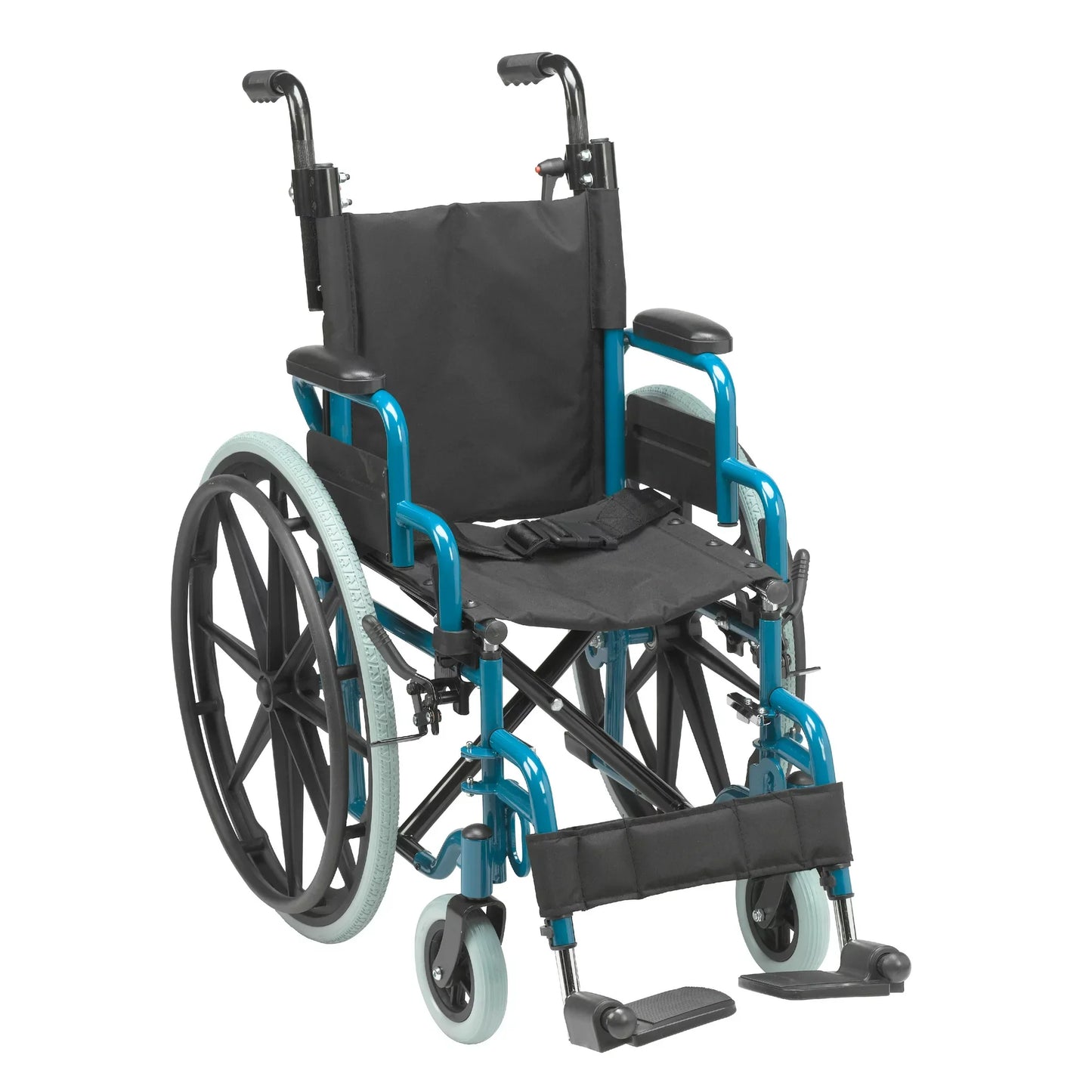 Inspired by Drive Wallaby Pediatric Folding Wheelchair, 14", Jet Fighter Blue