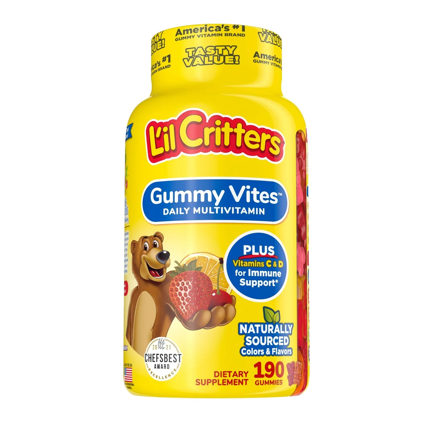 L'il Critters Gummy Vites Kids Gummy Multivitamins, Fruit Flavored Gummy Vitamin, 190-count