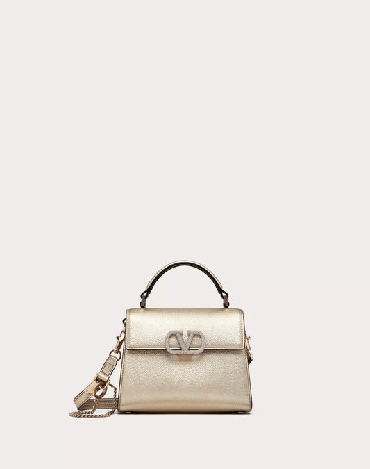 MINI VSLING HANDBAG IN METALLIC GRAINY CALFSKIN