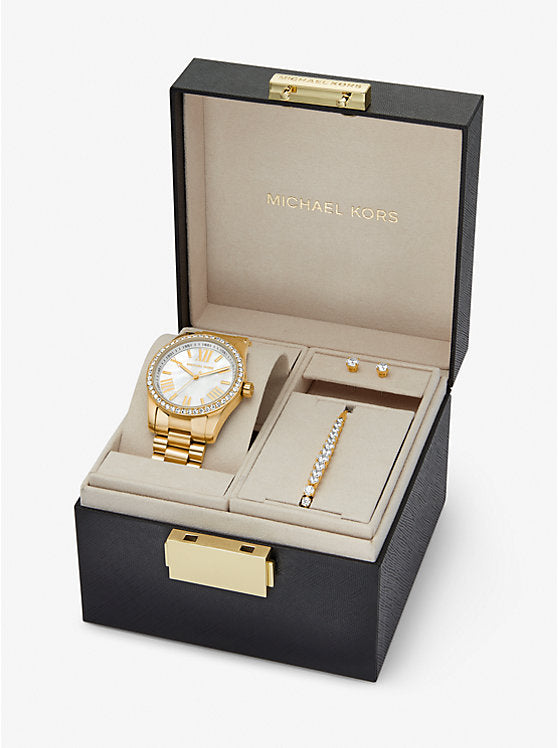 Lexington Pavé Gold-Tone Watch and Jewelry Gift Set