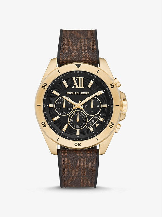 MICHAEL KORS Oversized Brecken Logo and Gold-Tone Watch