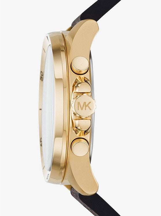 MICHAEL KORS Oversized Brecken Logo and Gold-Tone Watch