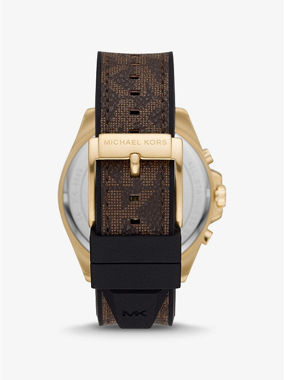 MICHAEL KORS Oversized Brecken Logo and Gold-Tone Watch