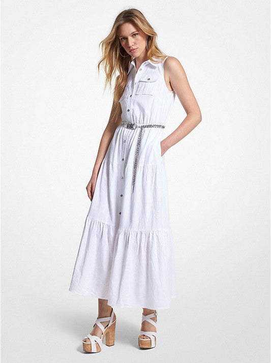 Slub Linen Blend Maxi Shirtdress