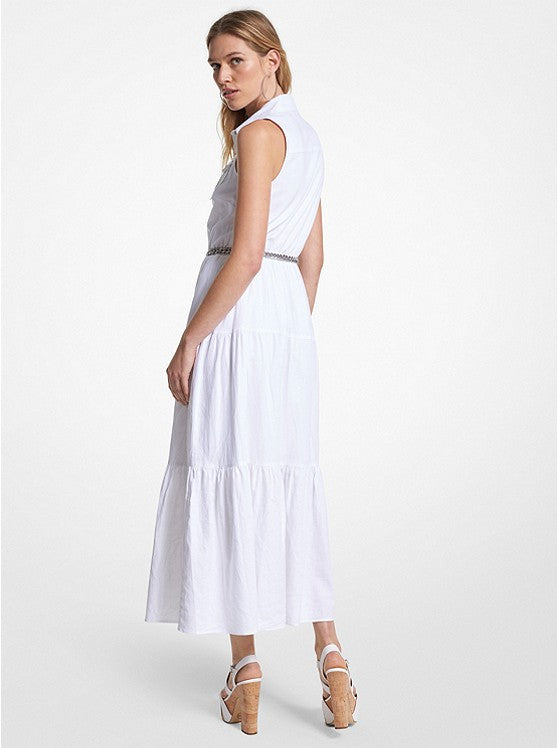 Slub Linen Blend Maxi Shirtdress