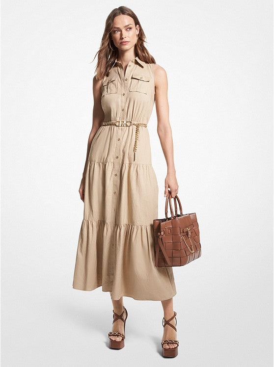 Slub Linen Blend Maxi Shirtdress