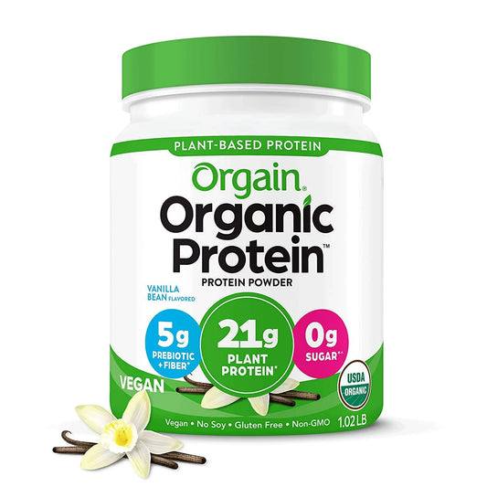 Orgain Organic Vegan 21g Protein Powder, Plant Based, Vanilla Bean 1.02lb