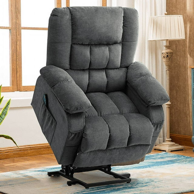 Power Lift Recliner Chair Sofa with Massage and Heat for Elderly, 3 Positions, 2 Side Pockets, USB Ports