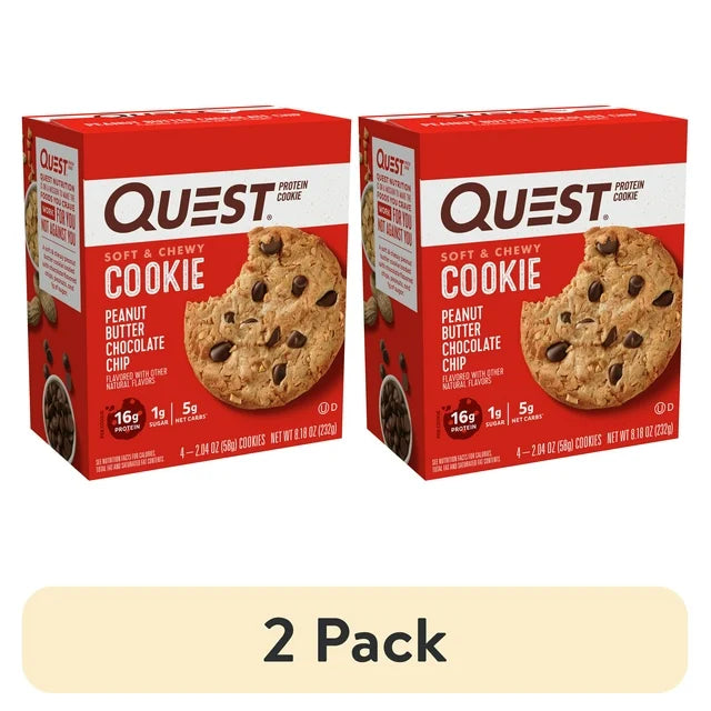 (2 pack) Quest Protein Cookies, High Protein, Peanut Butter Chocolate Chip, 4 Ct