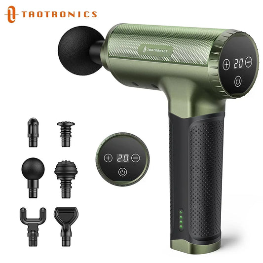 TaoTronics Massage Gun, Percussion Muscle Massager Handheld Cordless Back and Foot Massager (Green)