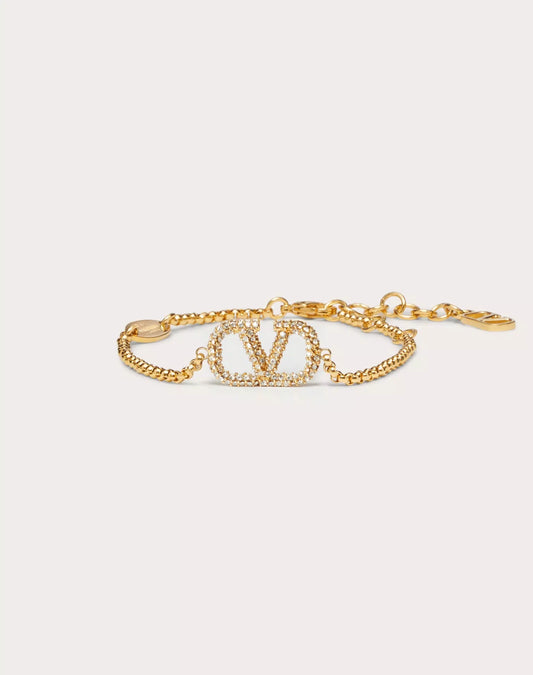 VLOGO SIGNATURE BRACELET IN METAL AND SWAROVSKI® CRYSTALS