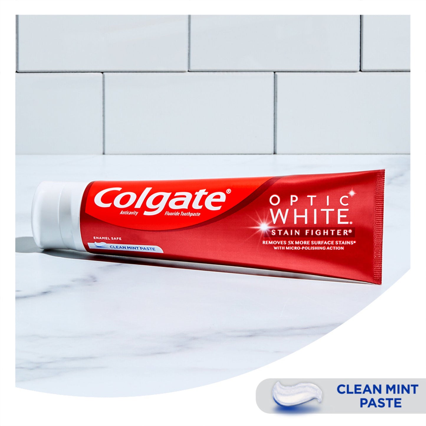 Pasta de dente clareadora Colgate Optic White Stain Fighter, pacote com 2, hortelã limpa, tubos de 6 onças