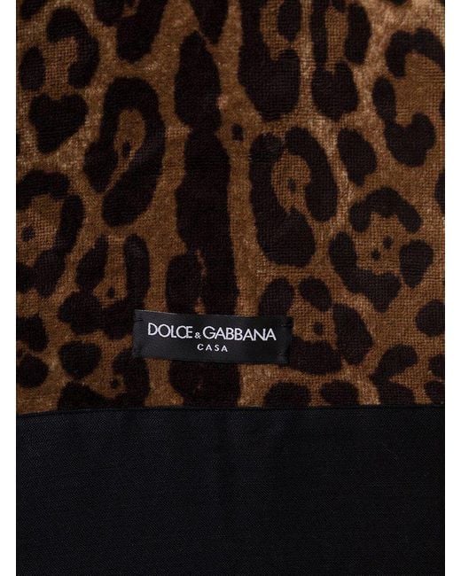 Dolce & Gabbana Women's Black Multicolor Kimono Bathrobe With All-over Leopard Print In Cotton