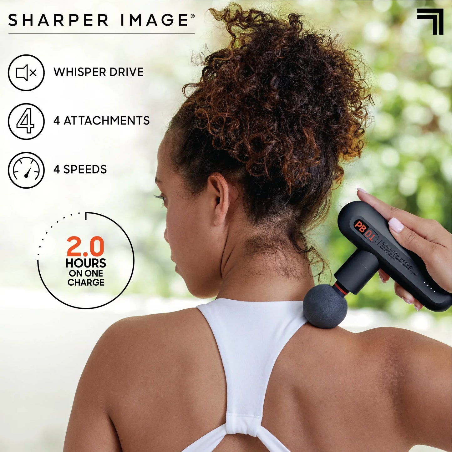 Sharper Image® Powerboost Move® Deep Tissue Portable Full Body Percussion Massage Gun, Gray