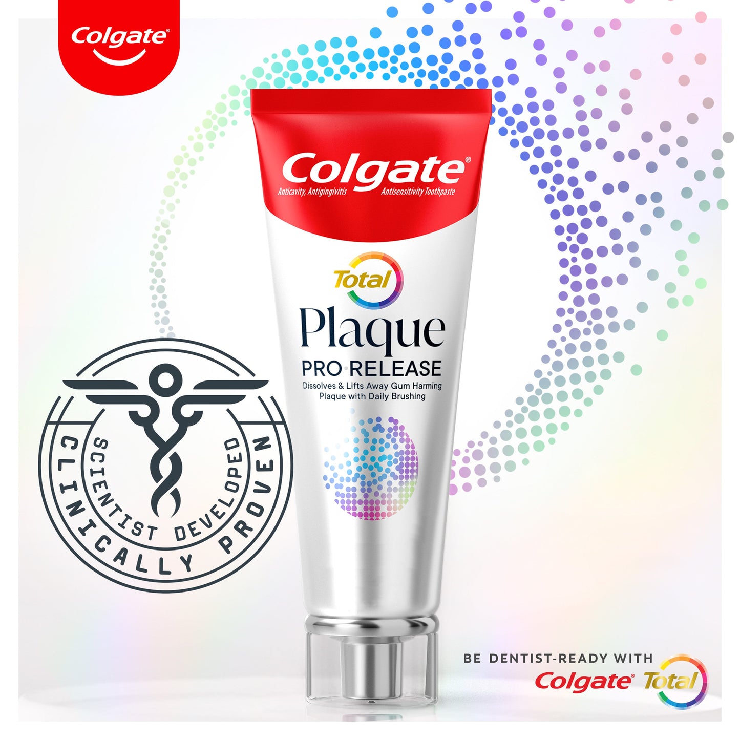 Pasta de dente branqueadora Colgate Total Plaque Pro Release, tubo de 3 onças