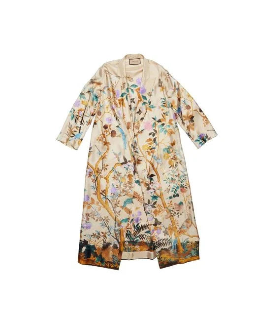 Gucci Women's Natural Tian Printed Belted Gown