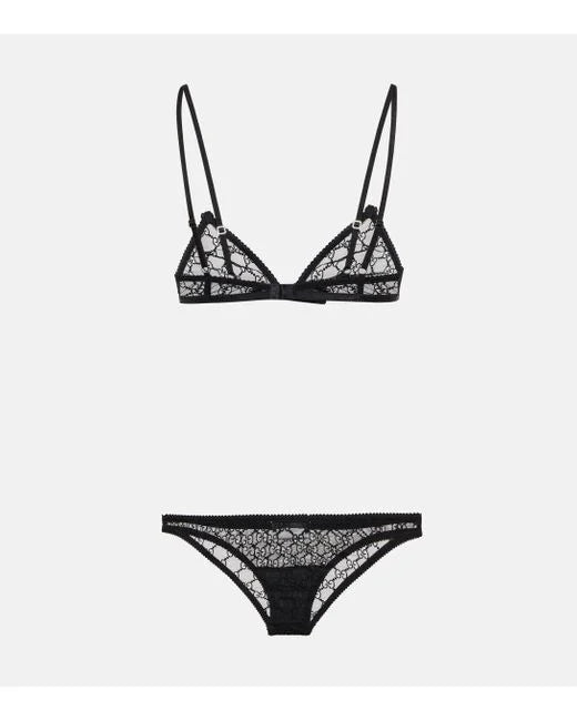 Gucci Women's Black GG-jacquard Lingerie Set