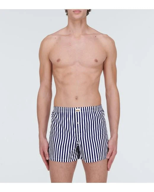 Gucci Men's Blue Striped Cotton Poplin Boxer Shorts